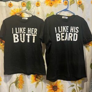 Couples Black Graphic Tees Set